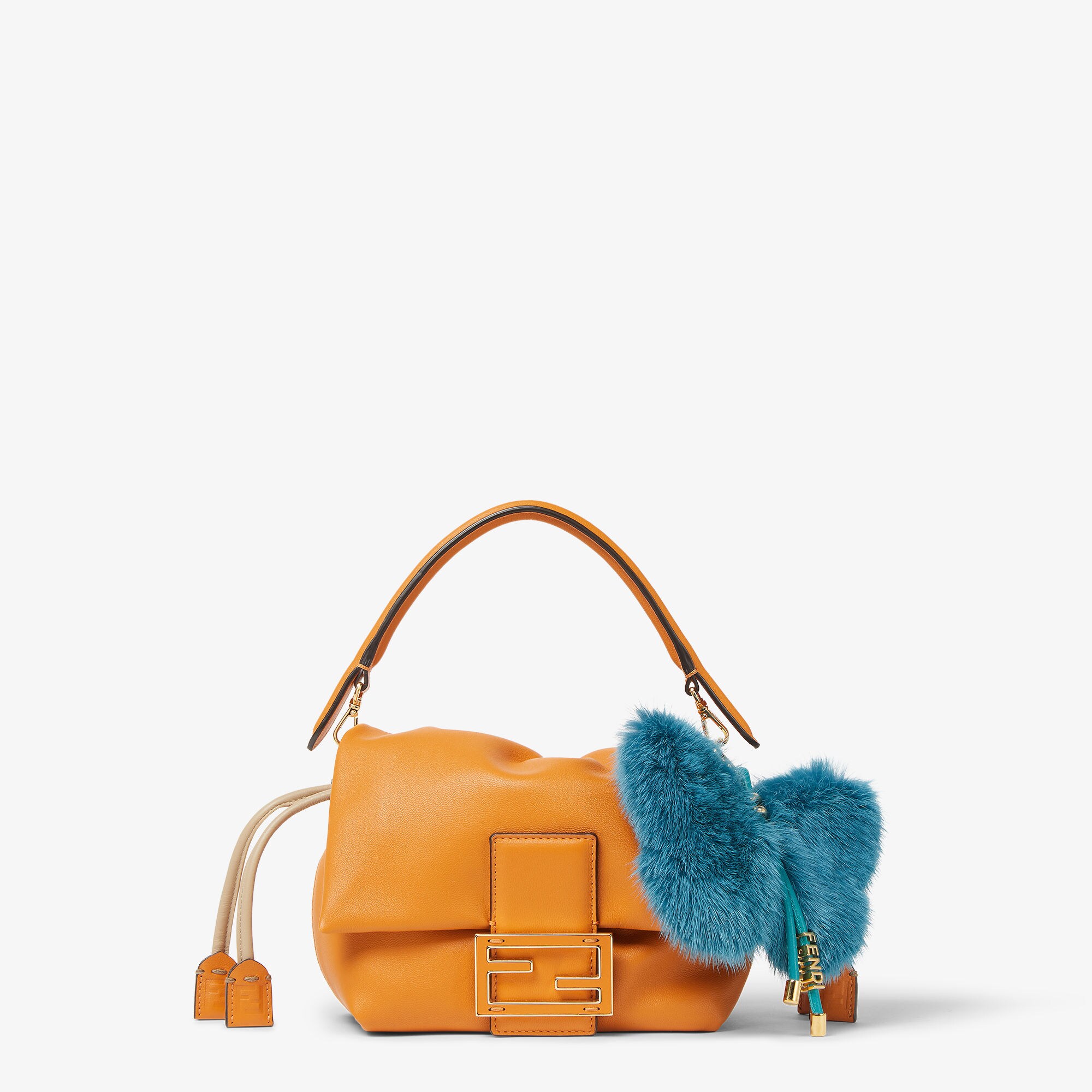 ア*マ様 FENDI ファーチャーム オレンジと青 フェンディ FENDI チャーム ファー/メタル オレンジ×ブルー ユニ