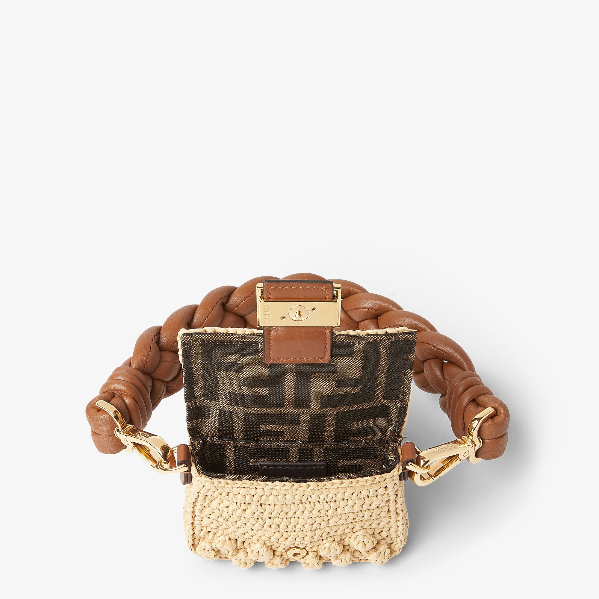 Nano Baguette Maxi Handle Charm Raffia Beige | Fendi