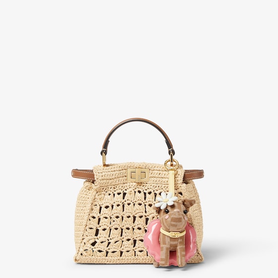 Fendi Bag charm made of beige FF jacquard | Thumbnail 2