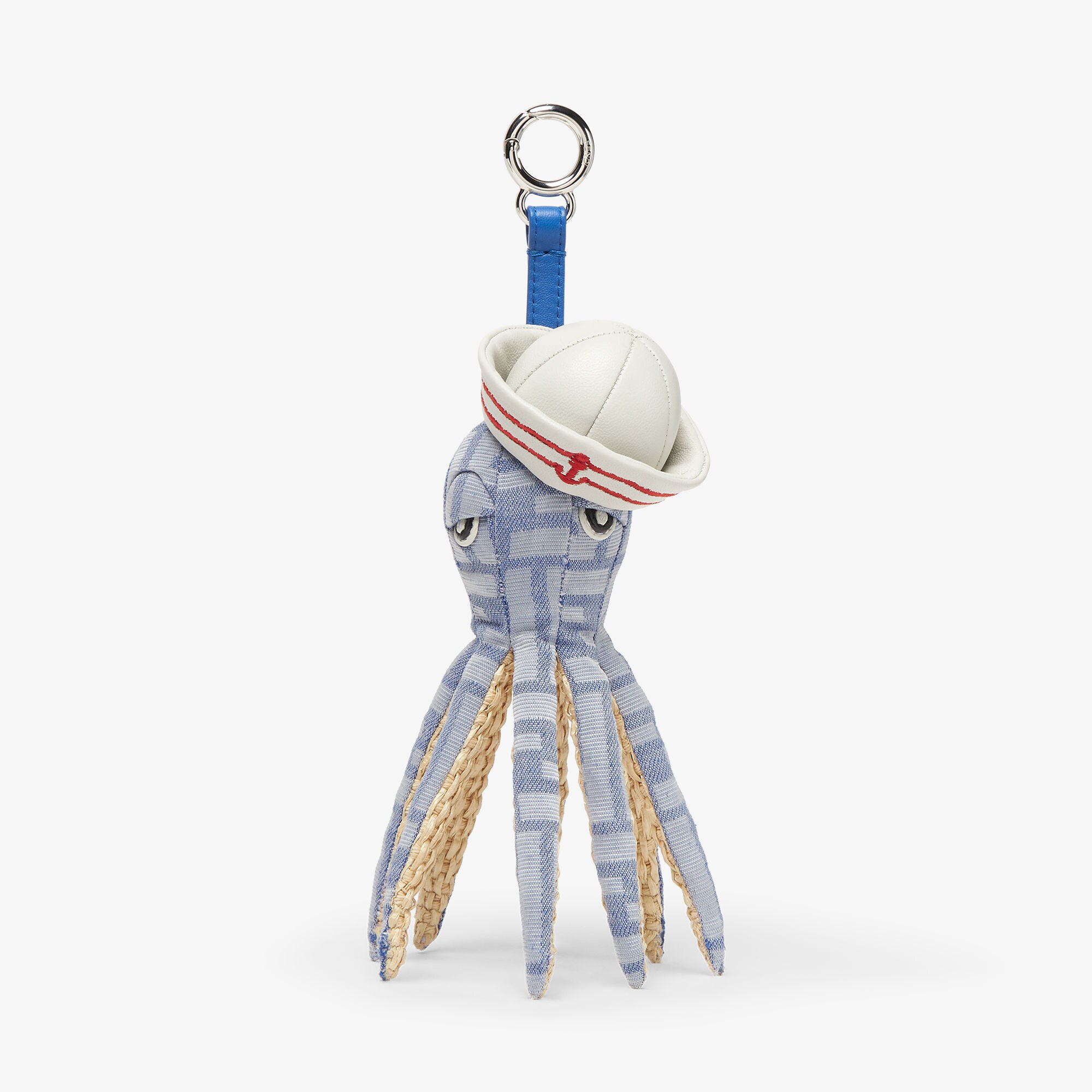 Raffia and jacquard charm - Blue | FENDI US