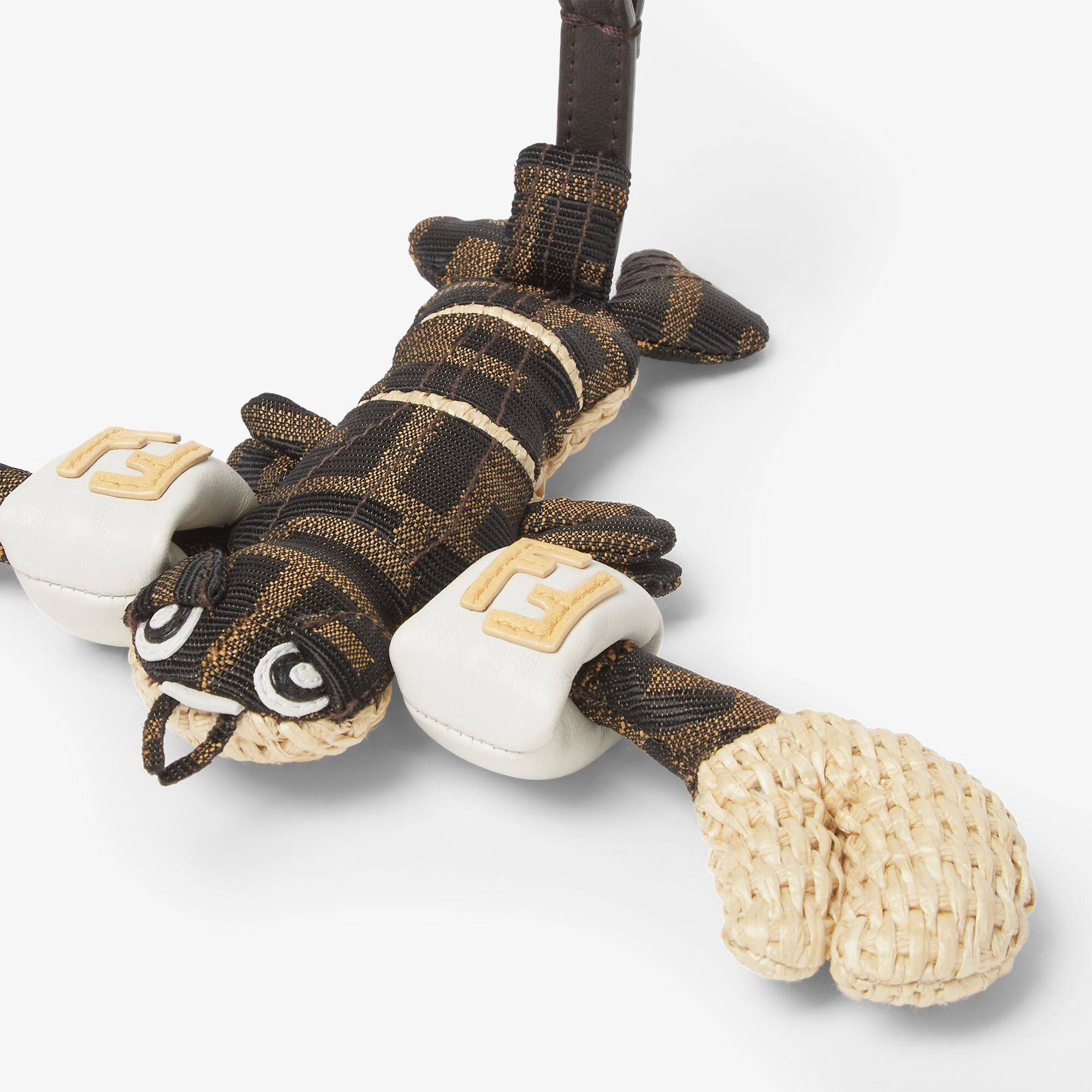 Raffia and jacquard charm - Brown | FENDI CA