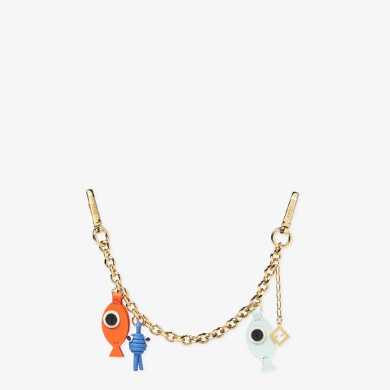 Fendi Chain Fish Charm In Gold