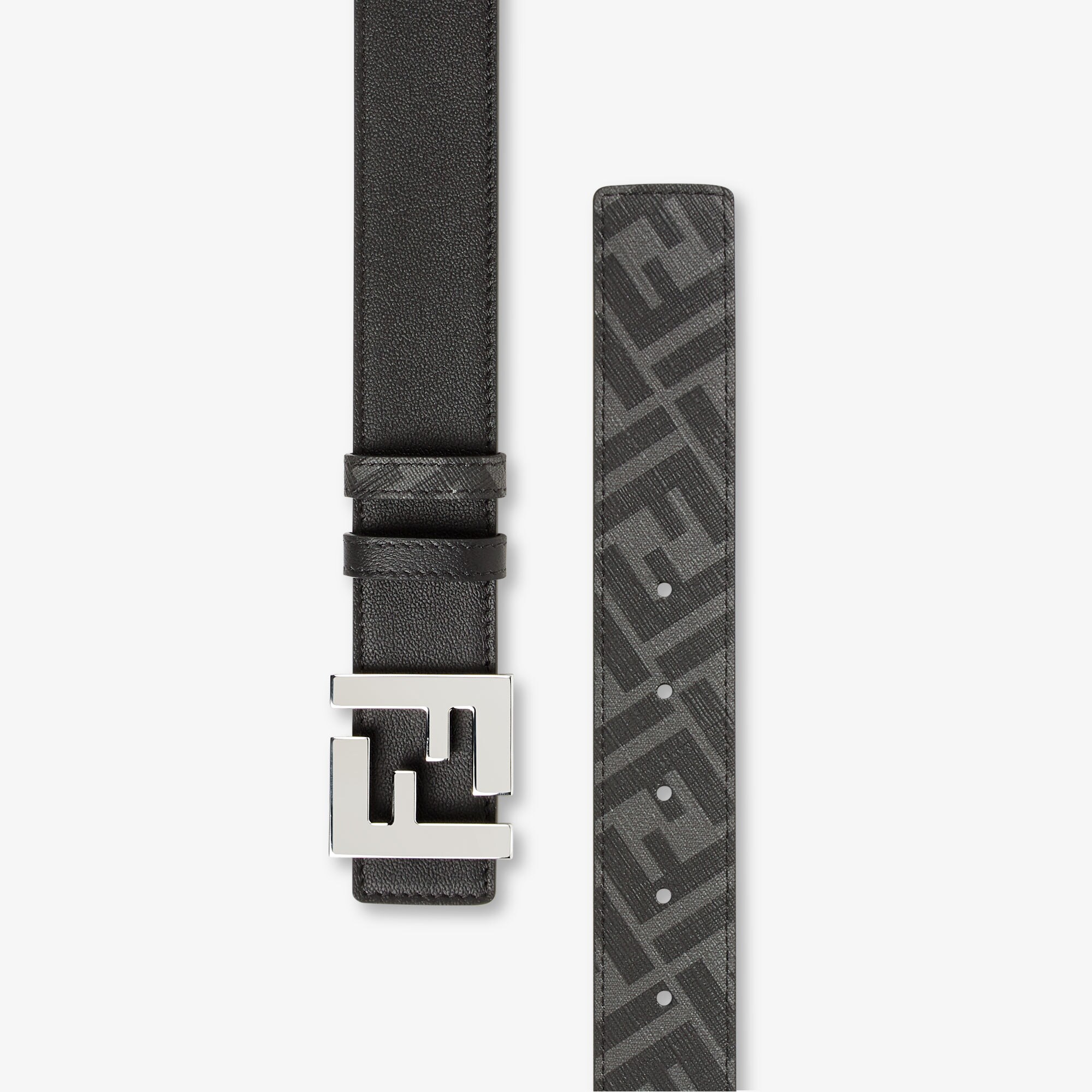 FF Squared Belt Black leather reversible belt Fendi