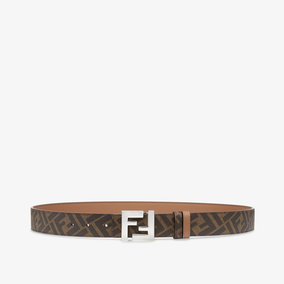 Squared FF belt - Brown leather reversible belt | Fendi