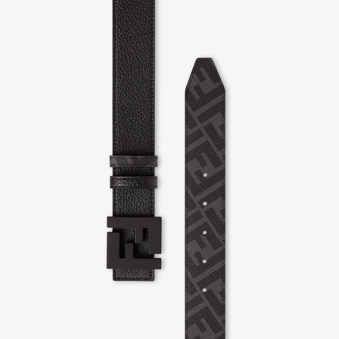 FF Belt - Brown leather and fabric reversible belt | Fendi