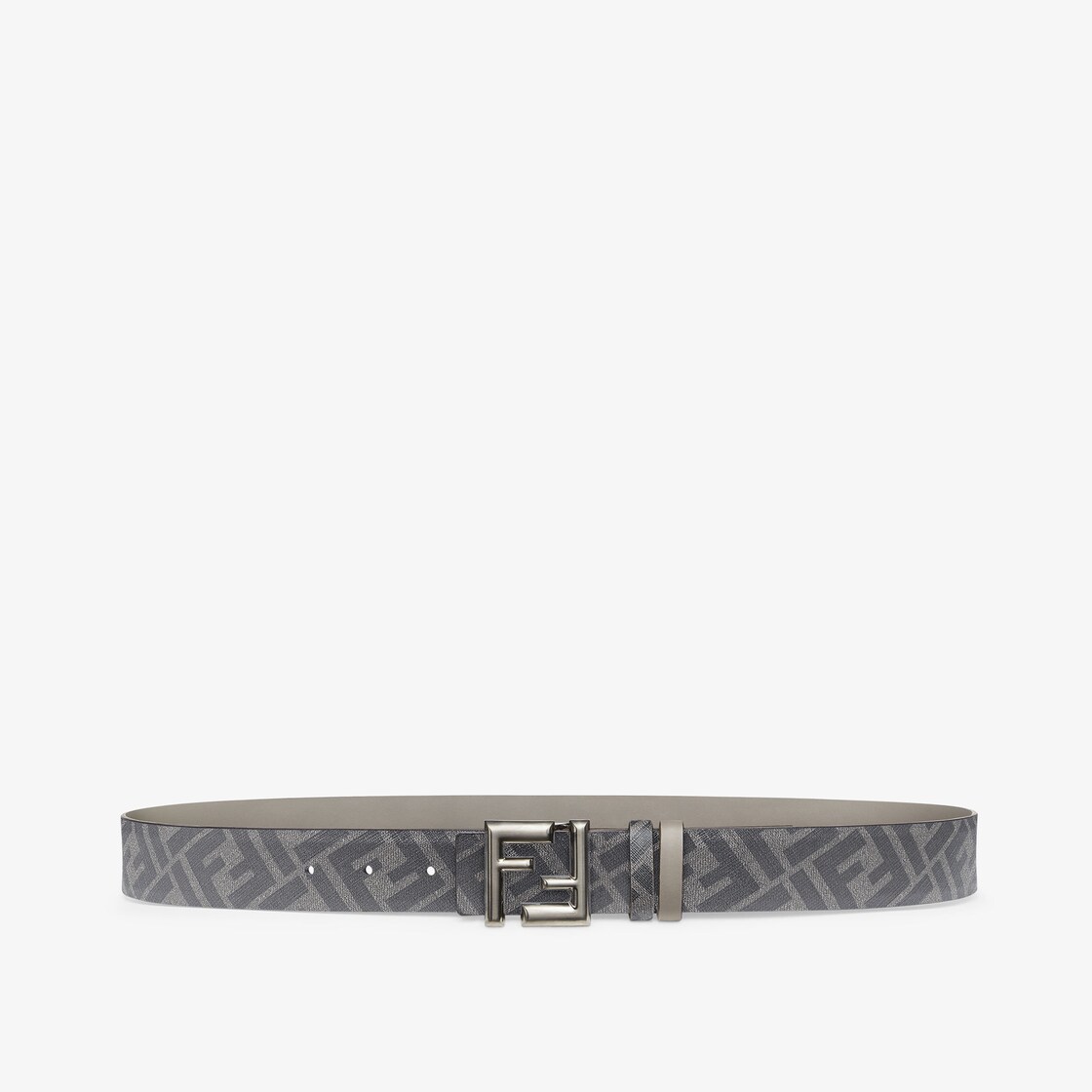 FF Rounded Belt - Dove gray leather reversible belt | Fendi