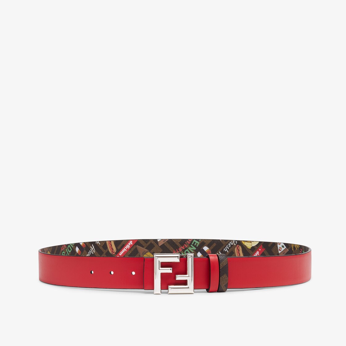 FF Rounded Belt Leather Red Fendi