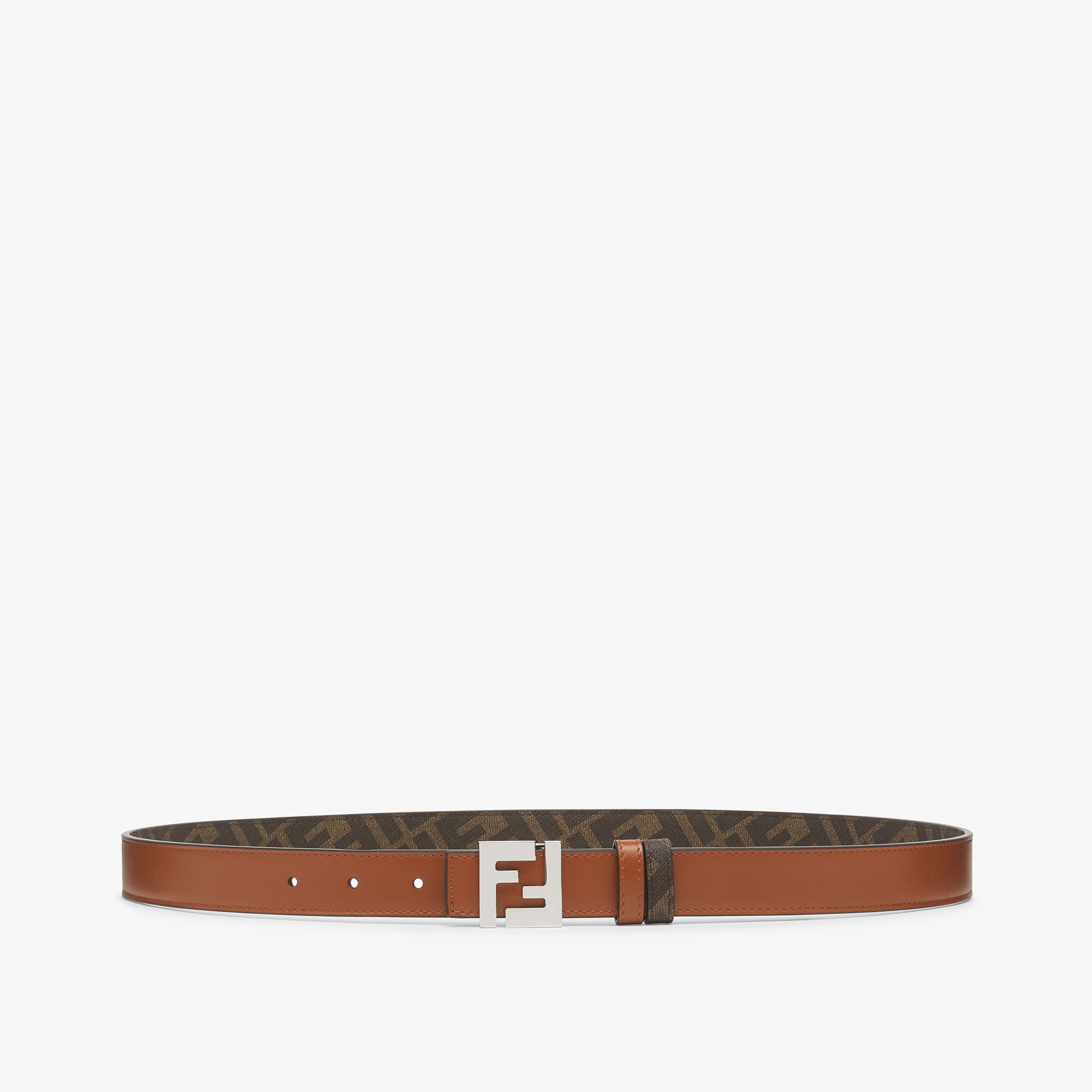 FF Squared Belt Leather and brown FF reversible belt Fendi