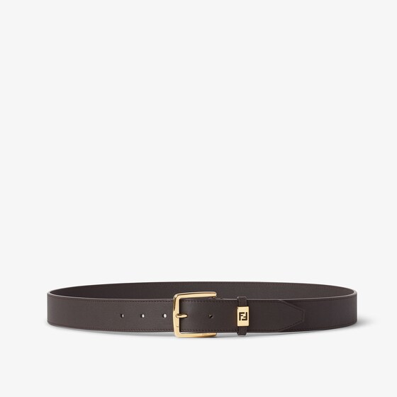 Fendi Adjustable Leather Belt Gold-tone Buckle In Brown
