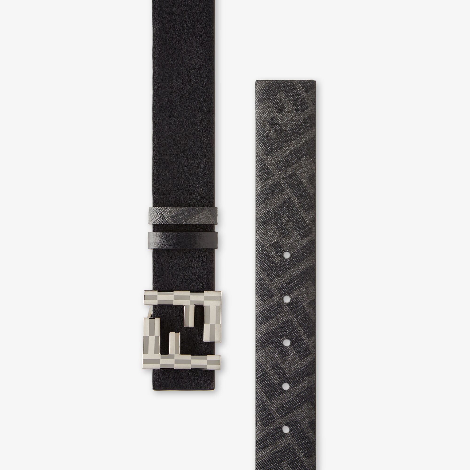 FF Squared BeltBlack leather and black FF canvas reversible belt