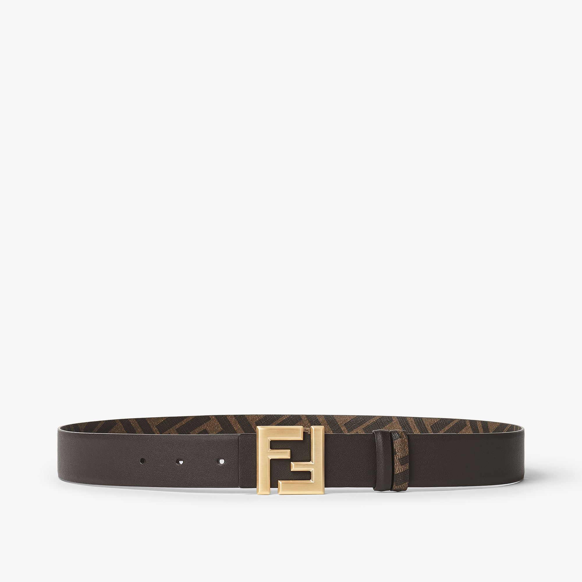 Fendi ブラウンキャンバスベルト　リバーシブル FFスクエアベルト レザー ブラウン | Fendi