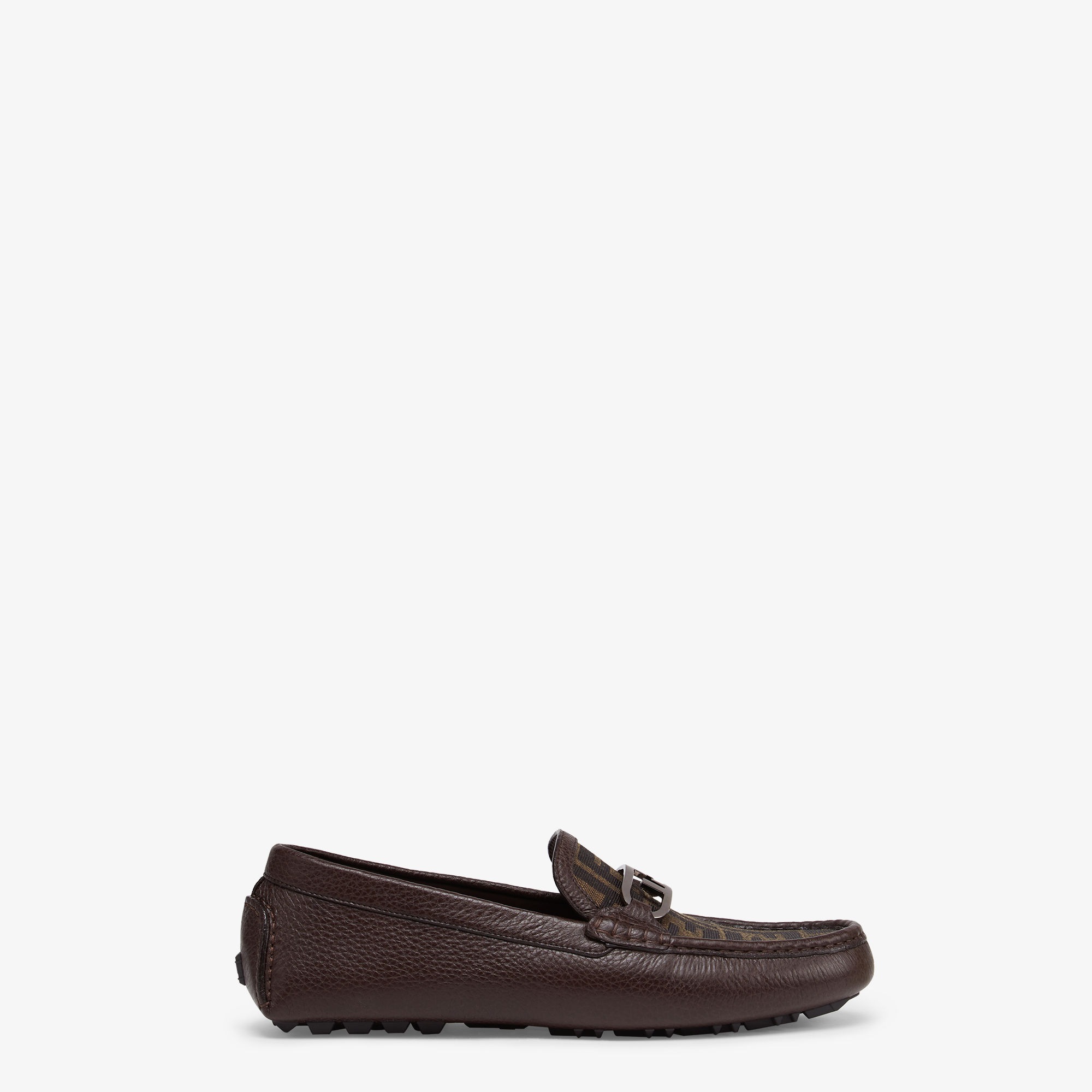 O'Lock Loafers - Brown leather and FF jacquard loafers | Fendi