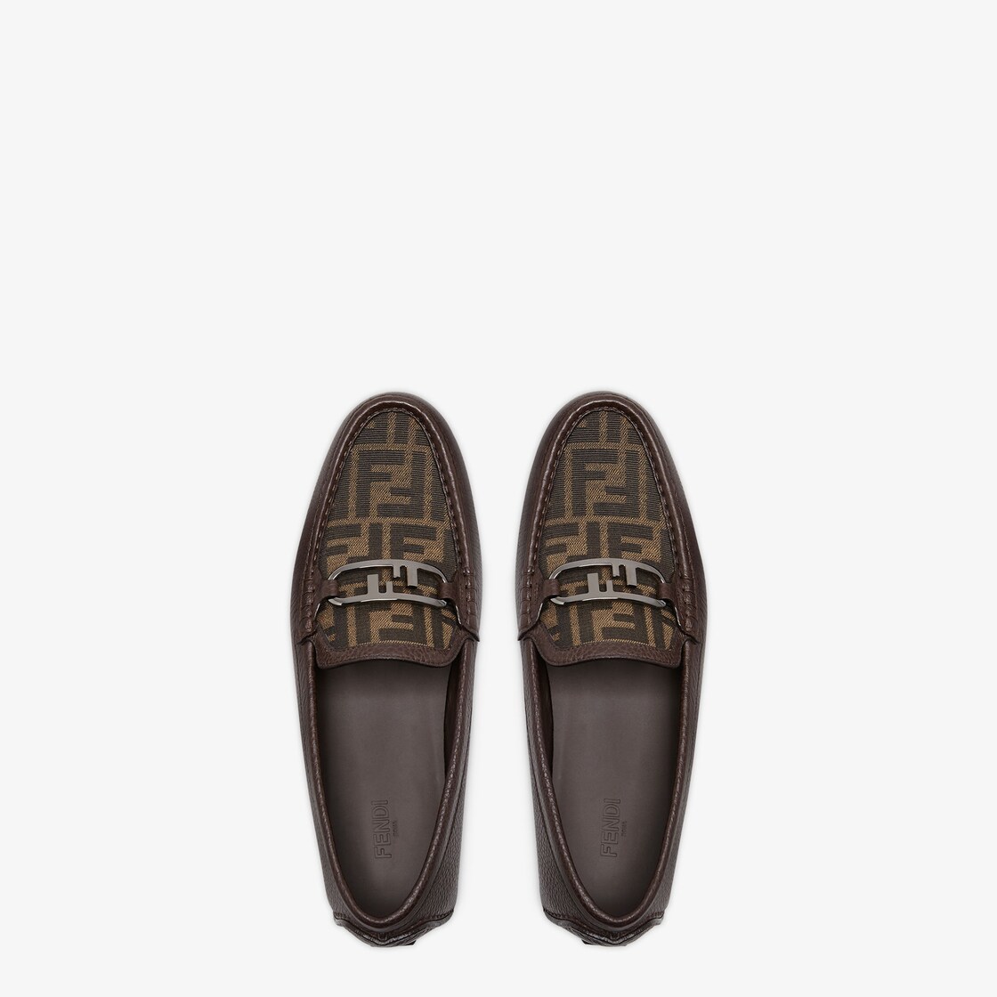 O'Lock Loafers - Brown leather and FF jacquard loafers | Fendi