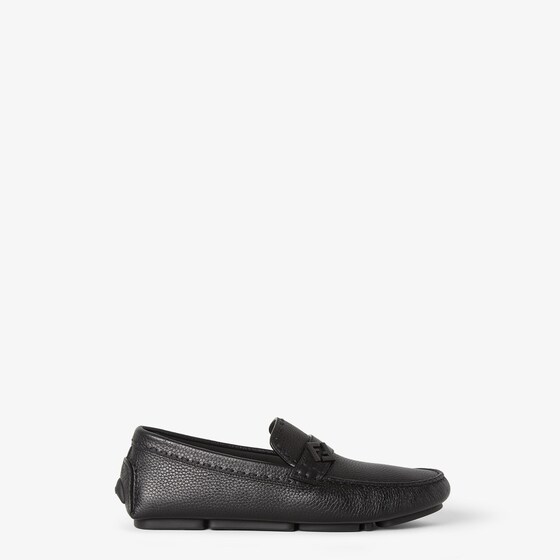 Fendi Ff Metal Driving Loafers In Black