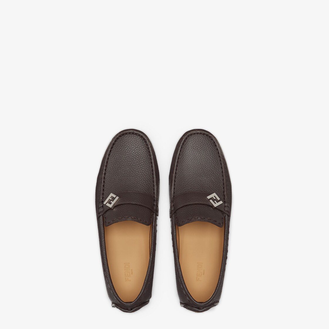 FF Metal Driving Loafers Leather Brown - Image 4/5