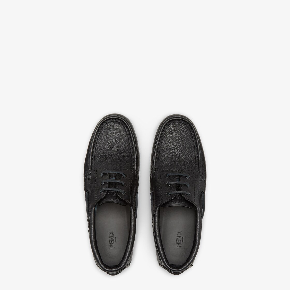 Fendi デッキシューズ レースアップ - ブラックレザー レースアップ 