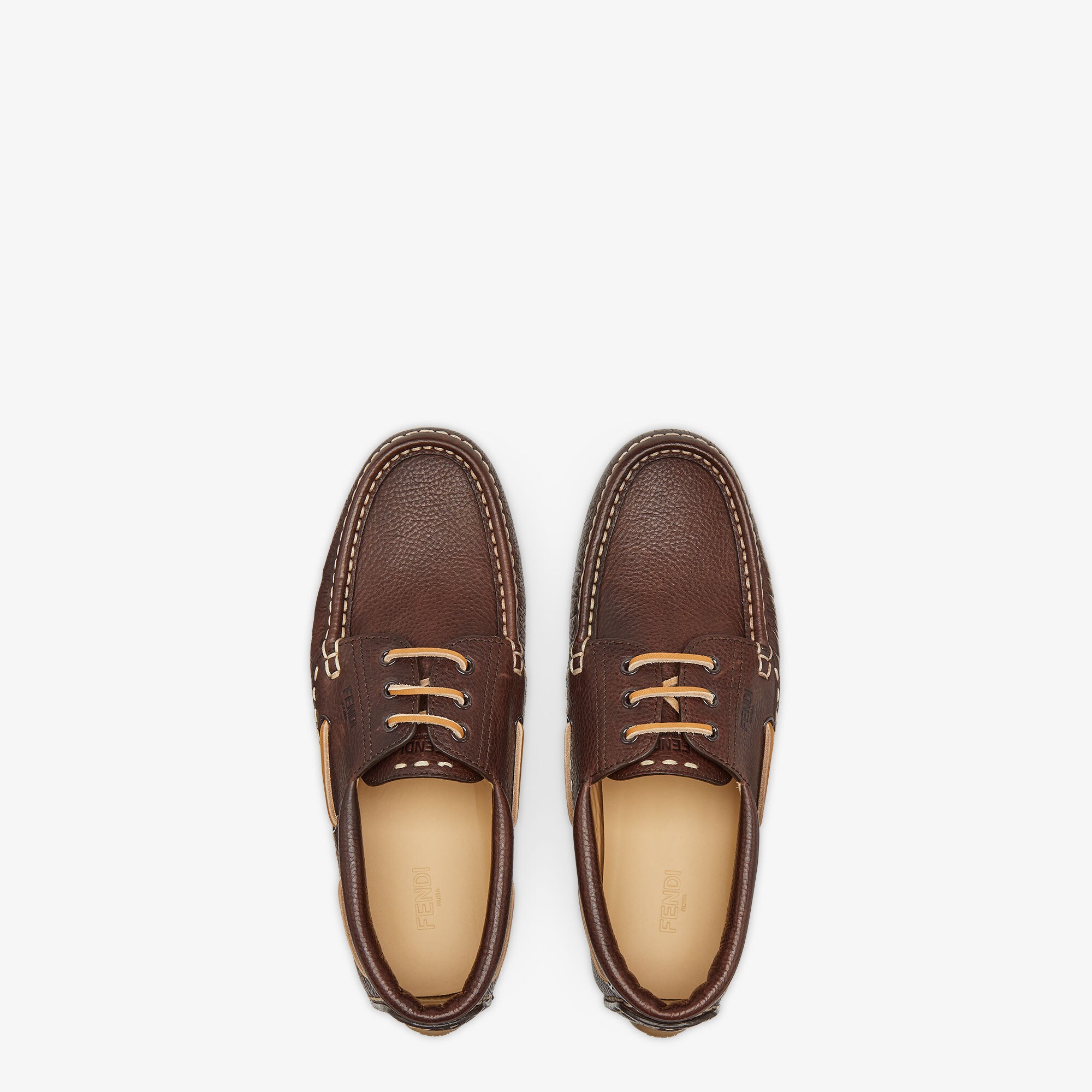 Fendi Deck Lace ups Brown leather lace up Fendi