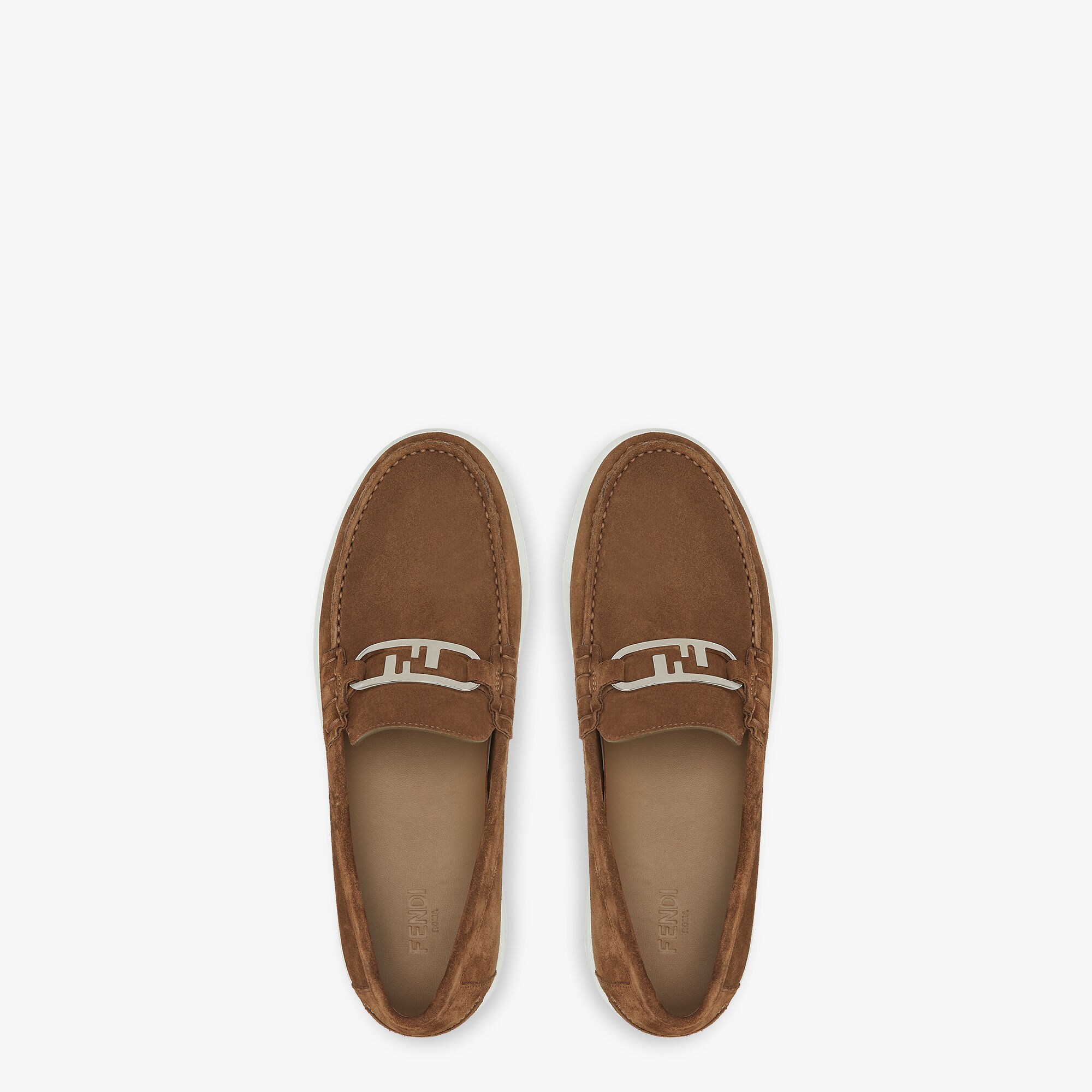 スニーカー Fendi Brown Suede O Lock Light Loafers Fendi Men's O'Lock Suede Bit Loafers | Neiman Marcus