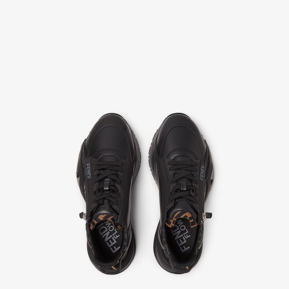 Fendi Flow Sneakers - Black leather low-tops | Fendi