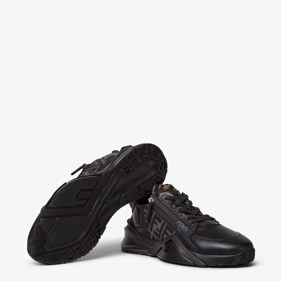 Fendi Flow Sneakers - Black leather low-tops | Fendi