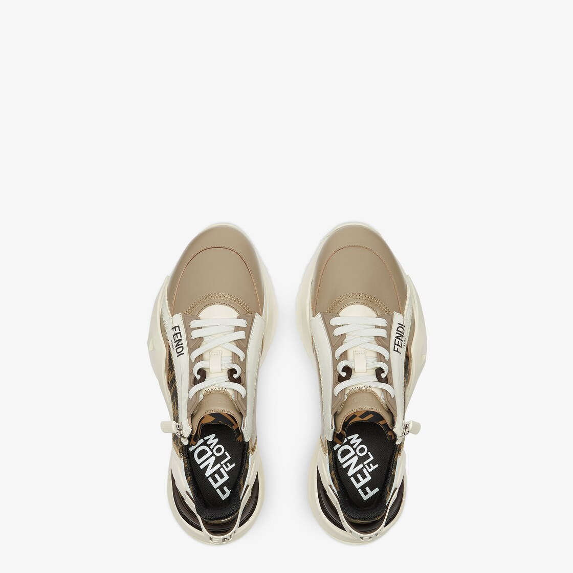 Fendi Flow Sneakers - Beige leather low-tops | Fendi