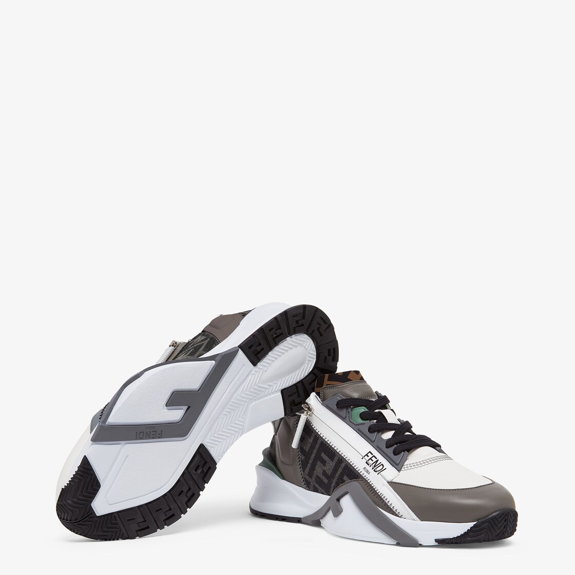 Fendi Flow Sneakers - Black FF jacquard and leather running 