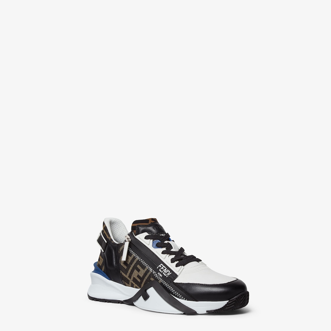 Fendi Flow Sneakers Black leather and brown FF jacquard running shoes Black - Image 3/7