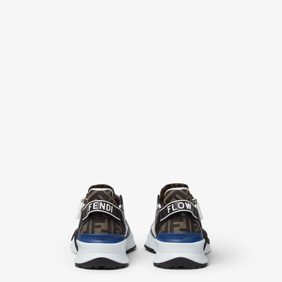 Fendi Flow Sneakers Black leather and brown FF jacquard running shoes Black - Image 4/7