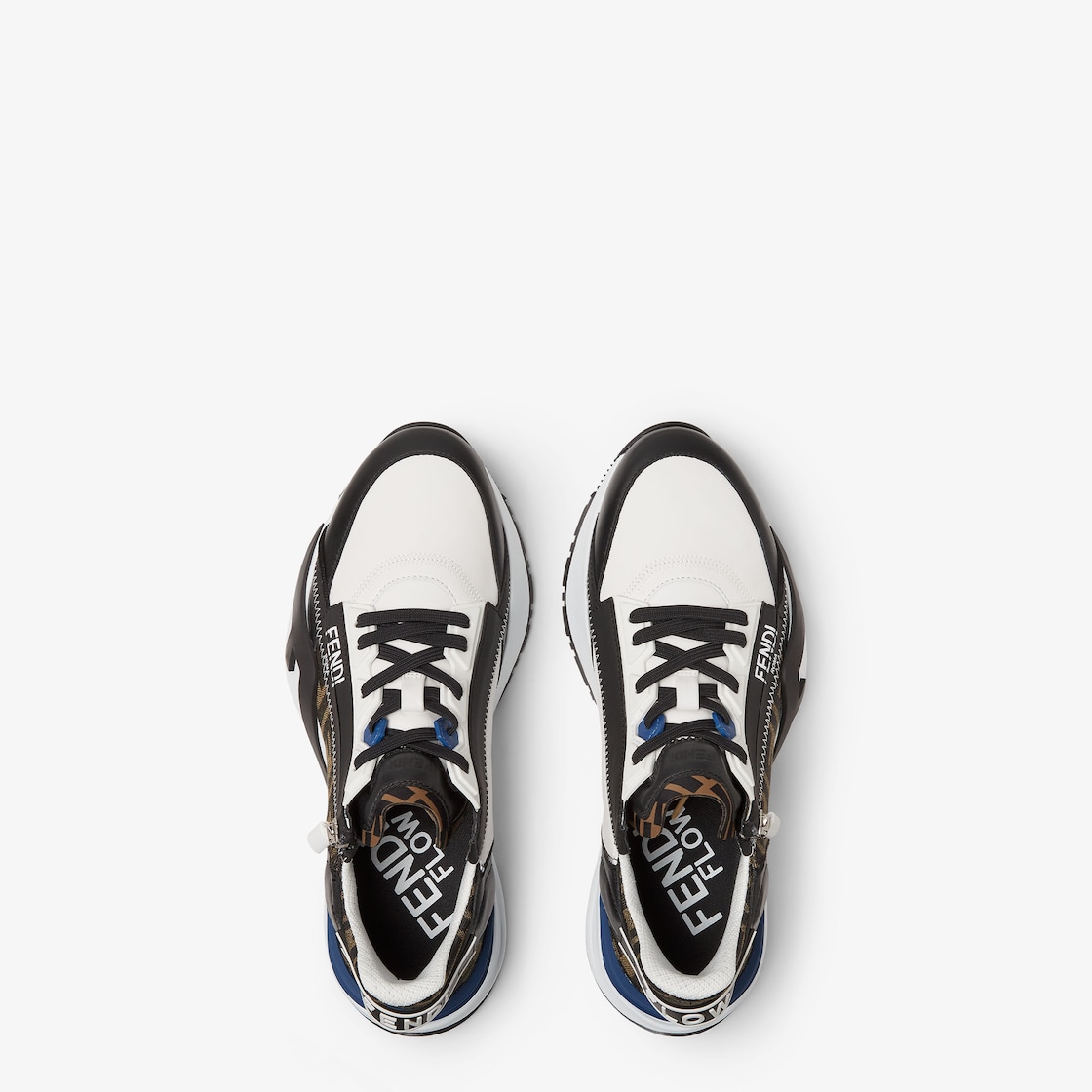 Fendi Flow Sneakers Black leather and brown FF jacquard running shoes Black - Image 5/7