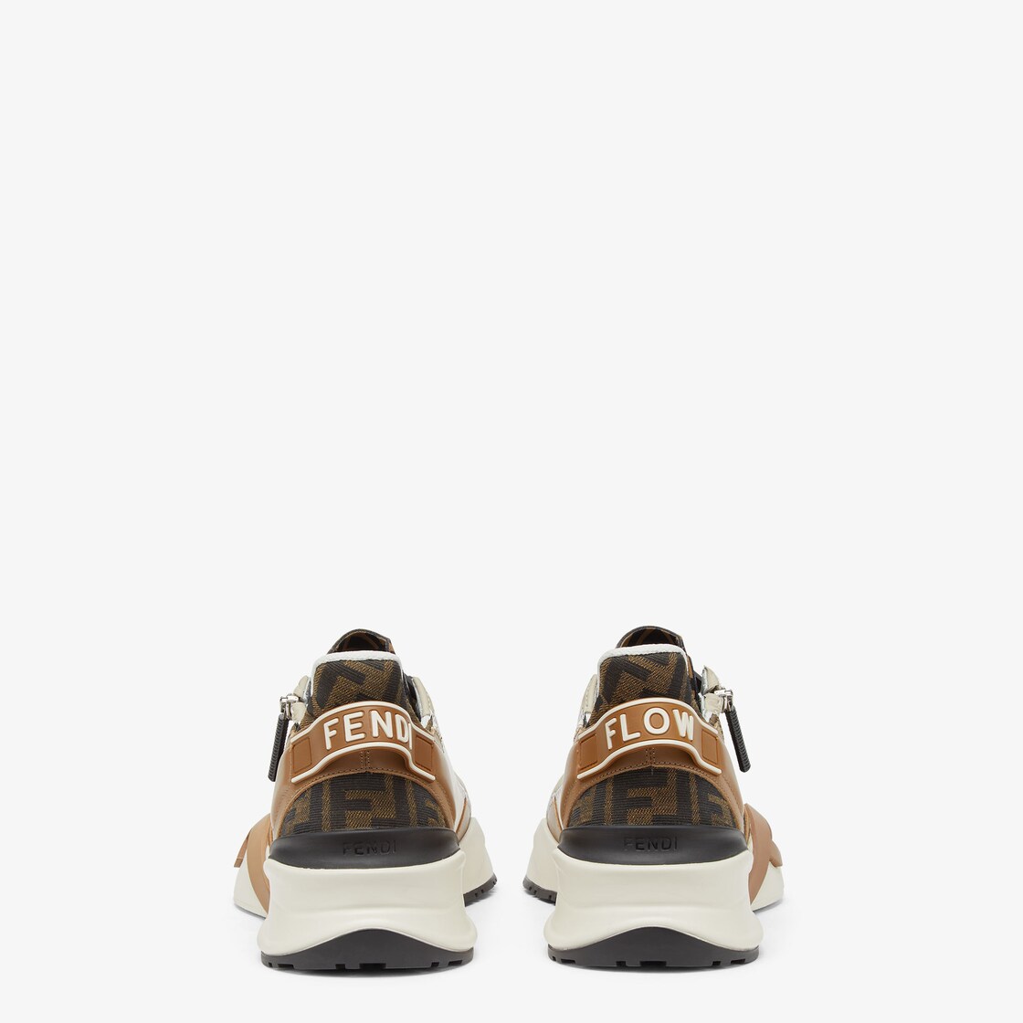 Fendi Flow Sneakers Brown leather and brown FF jacquard running shoes Brown - Image 4/7