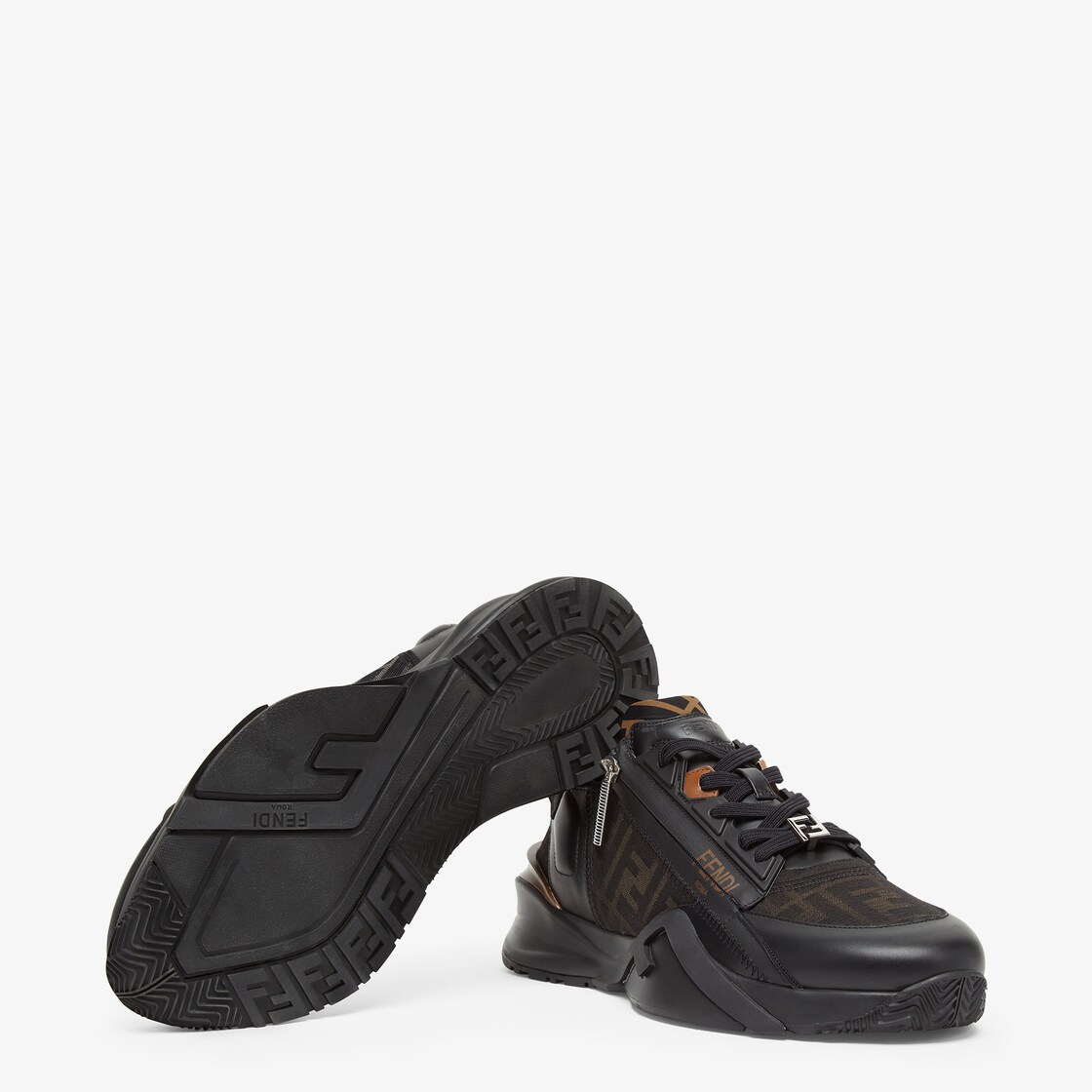 Fendi Flow - Black leather low-tops | Fendi