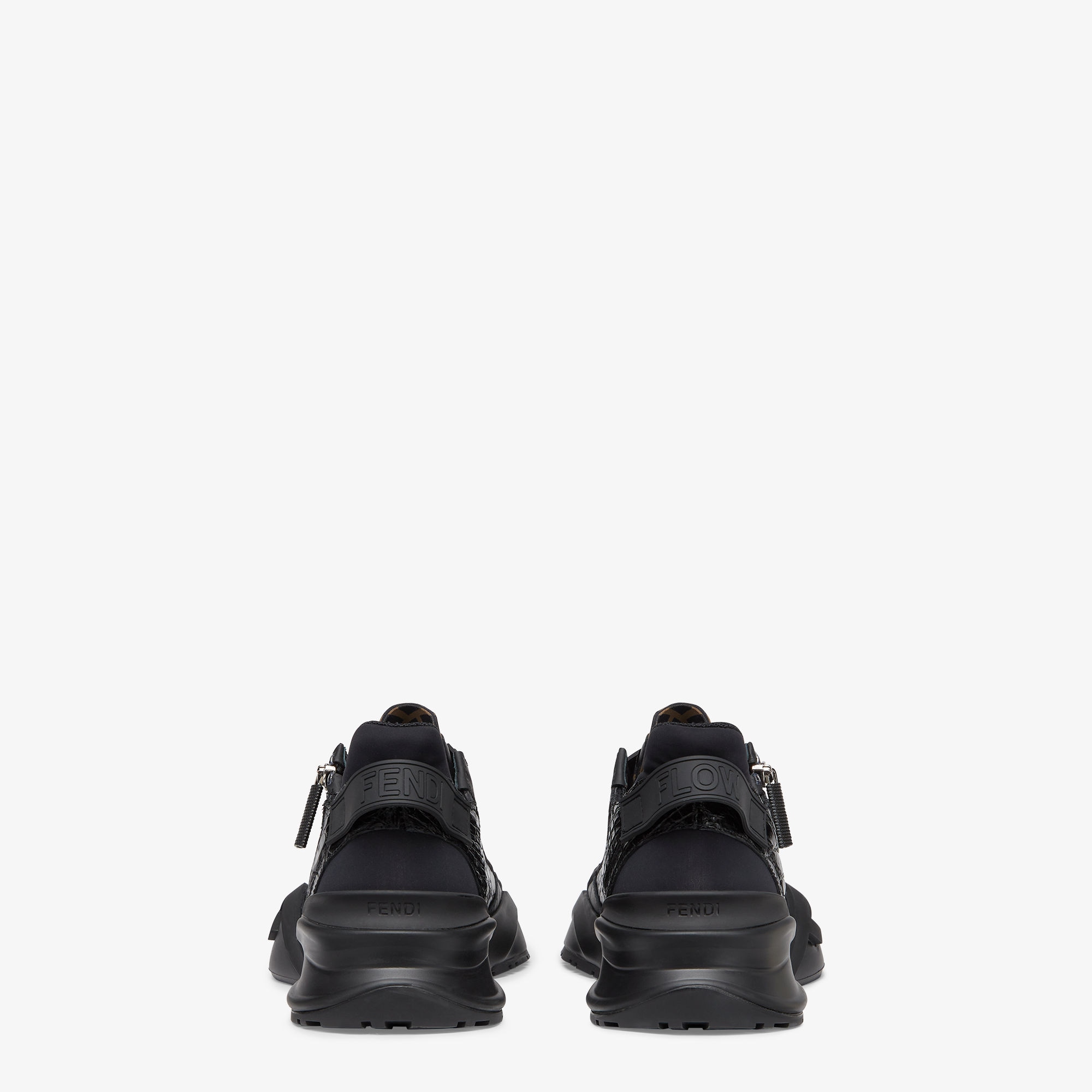 Fendi Flow Sneakers - Black caiman low-tops | Fendi