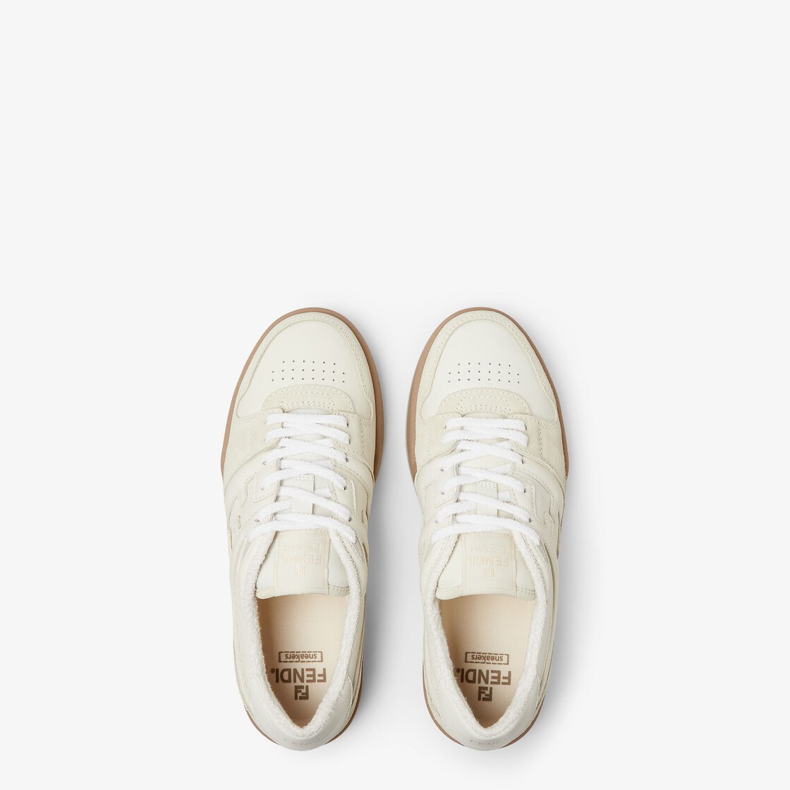 Fendi Sneakers Match Leather Beige Ice White