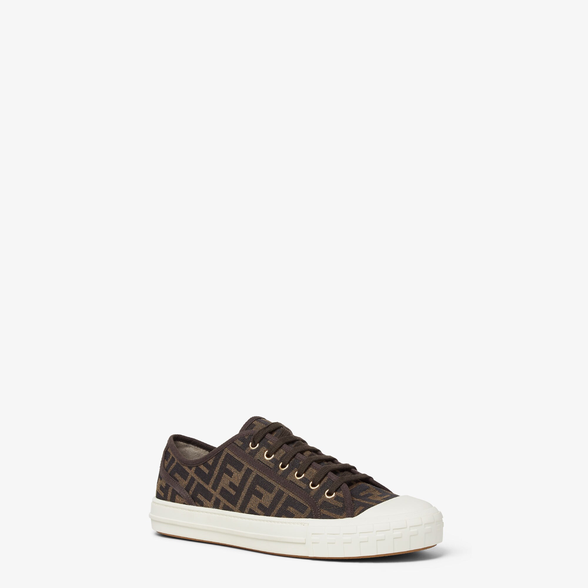 スニーカー Fendi Domino Sneakers In Smooth Leather Fendi Domino Fabric Brown | Fendi