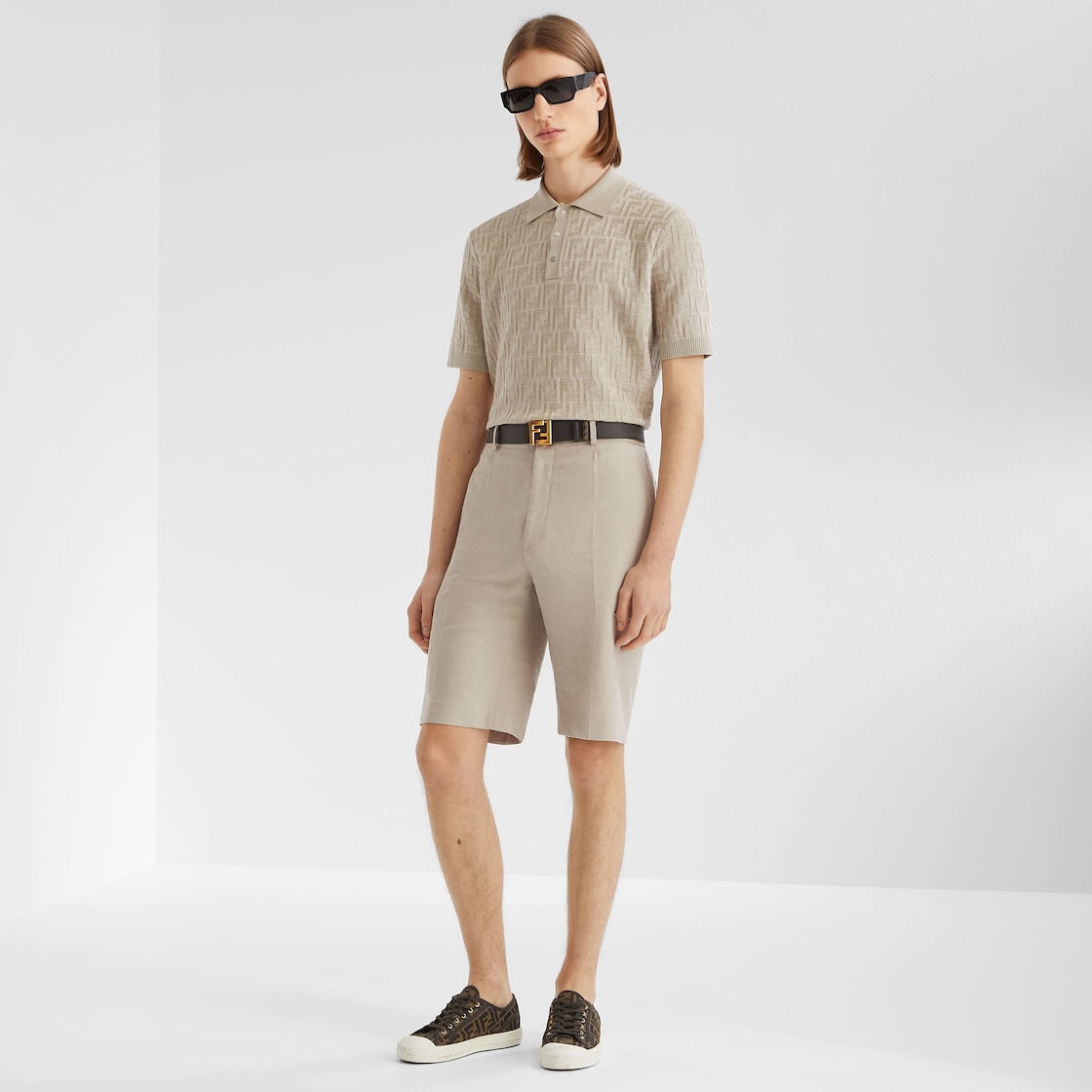 Fendi Domino - Brown fabric low-tops | Fendi