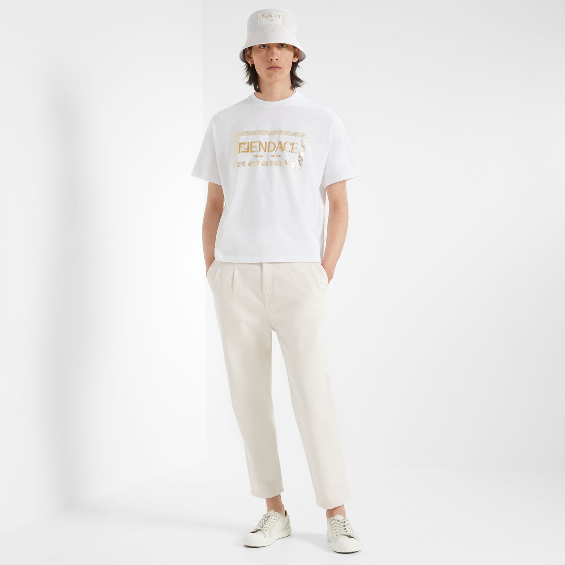 Fendi Domino - White fabric low-tops | Fendi