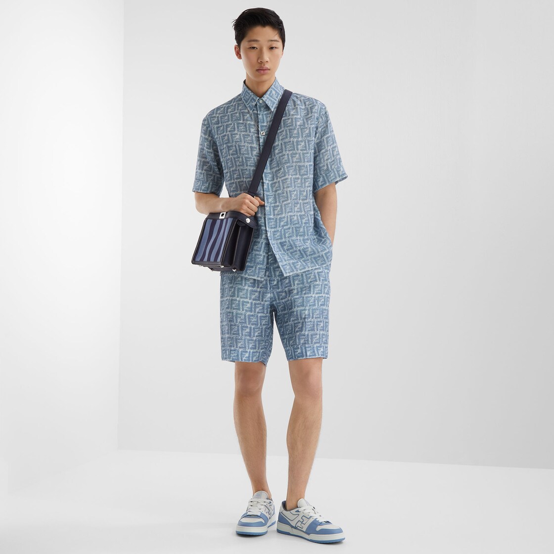 Shirt Blue FF linen shirt Fendi