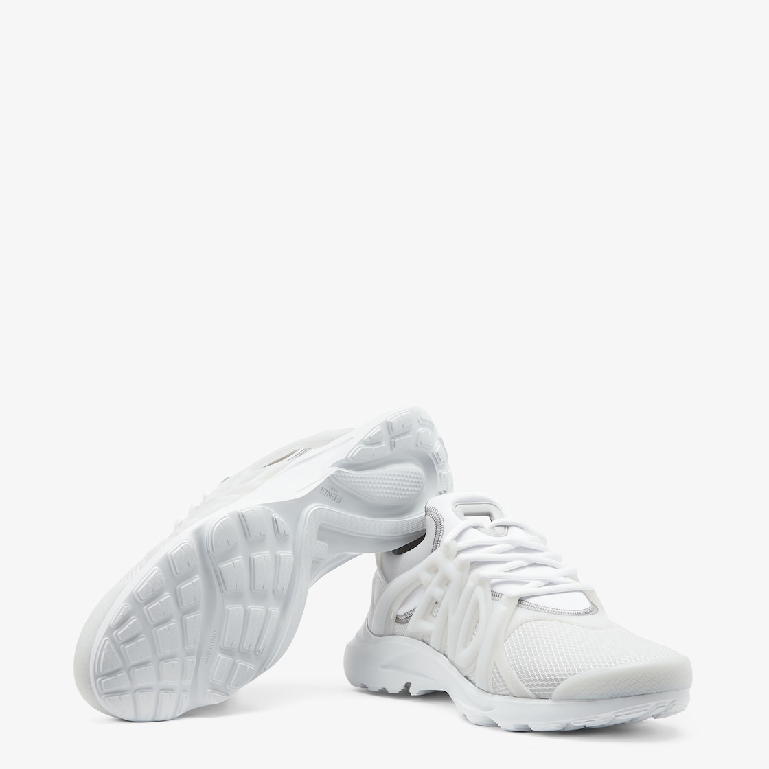 Fendi Tag Sneakers - White technical mesh running sneakers | Fendi