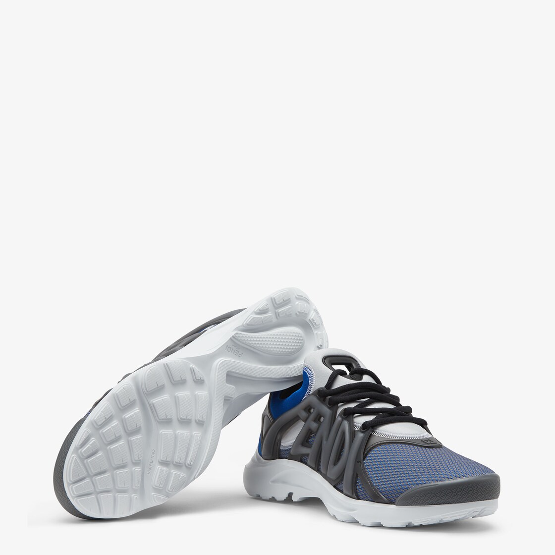 Fendi Tag Sneakers - Blue technical mesh running sneakers | Fendi