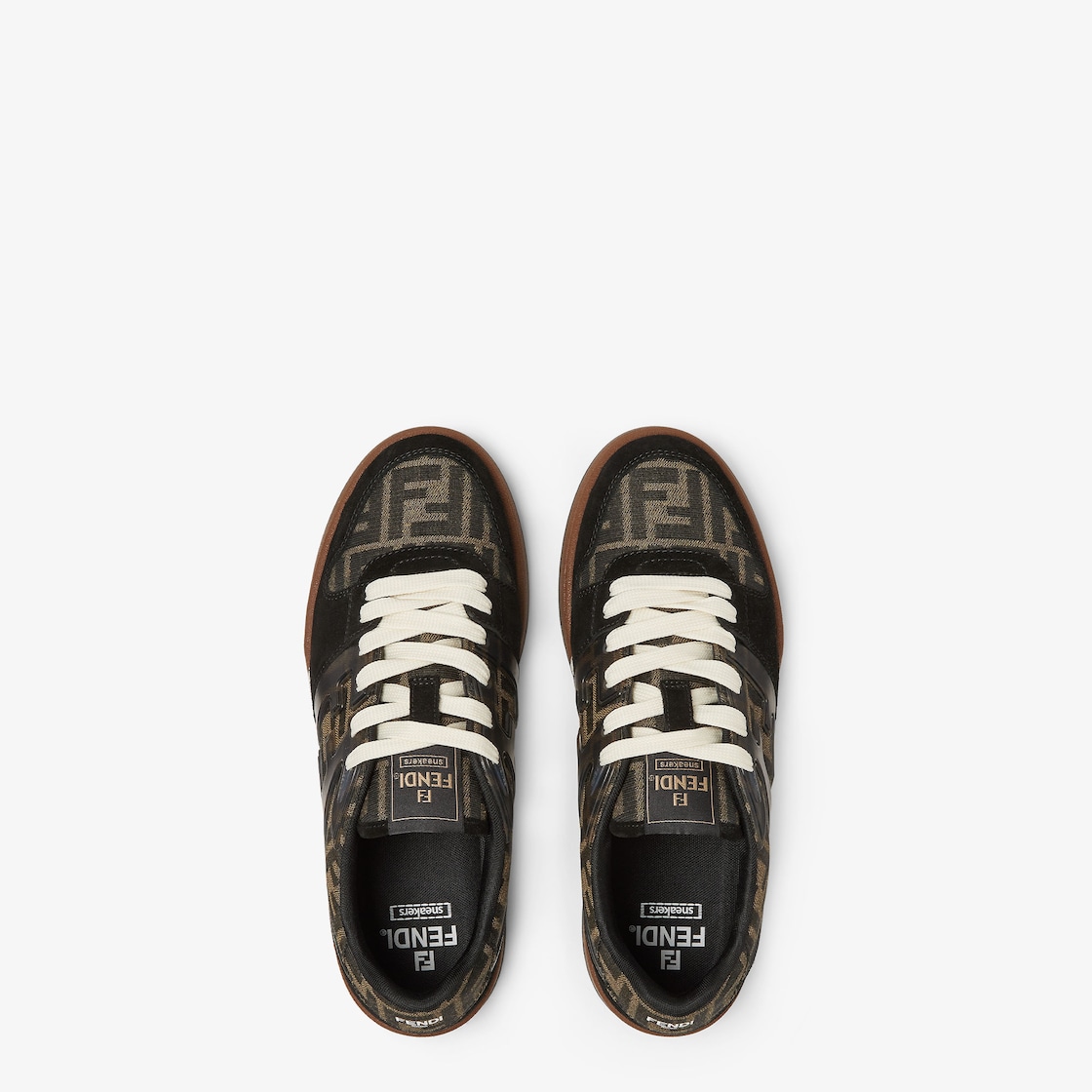 Fendi Match Sneakers Brown FF jacquard and black suede fabric low-tops Brown - Image 5/6