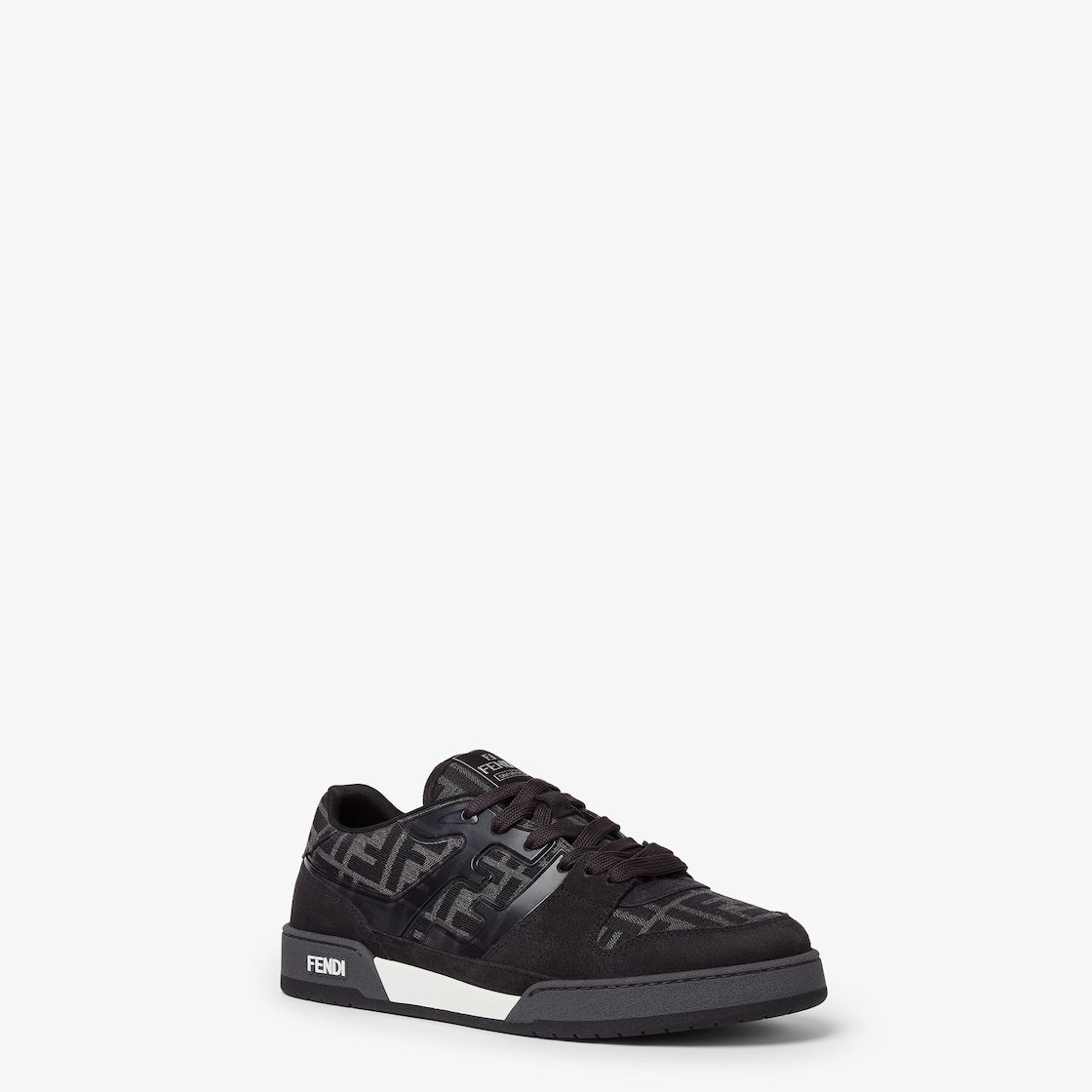 Fendi Match Sneakers Black FF jacquard and grey suede low-tops Black - Image 3/6