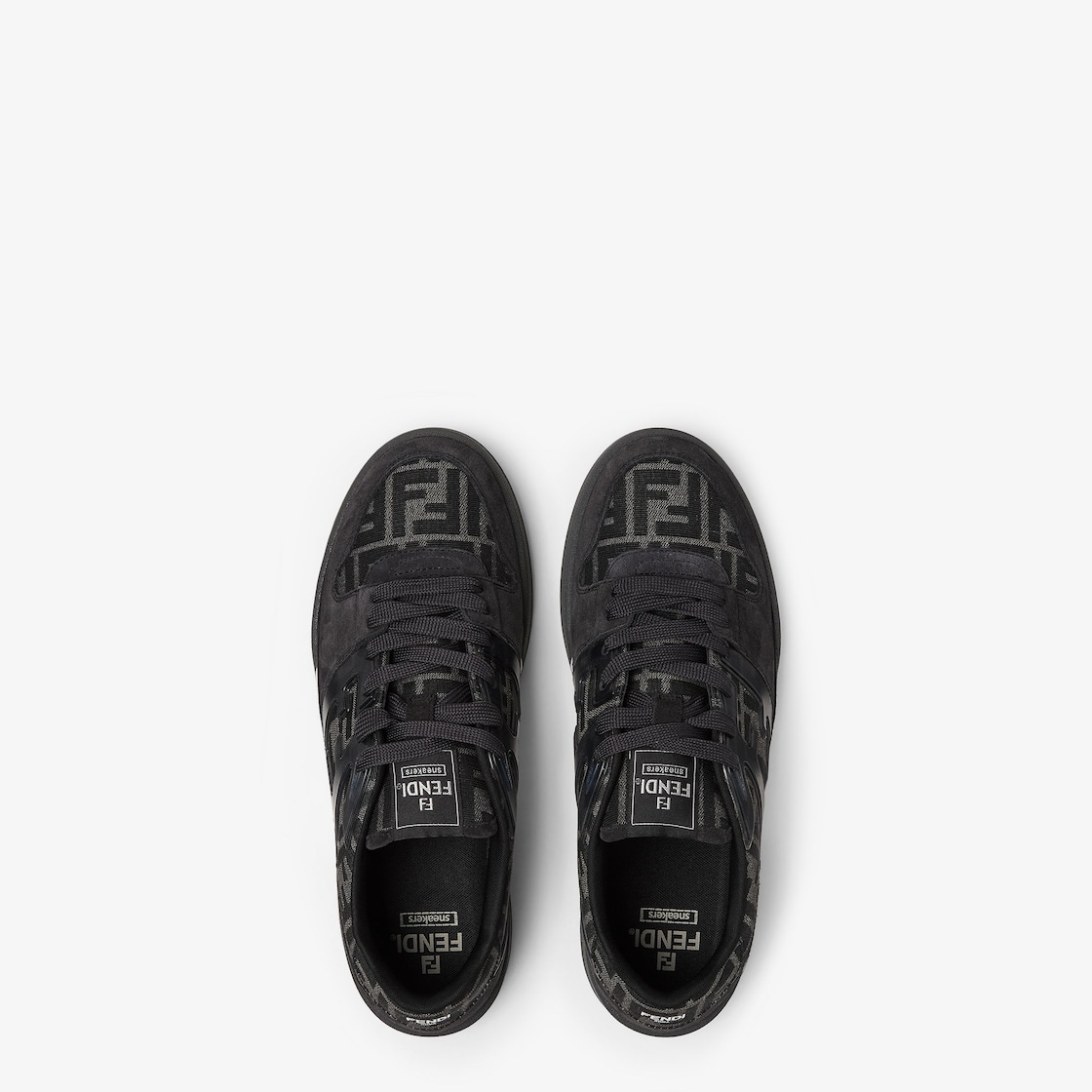 Fendi Match Sneakers Black FF jacquard and grey suede low-tops Black - Image 5/6