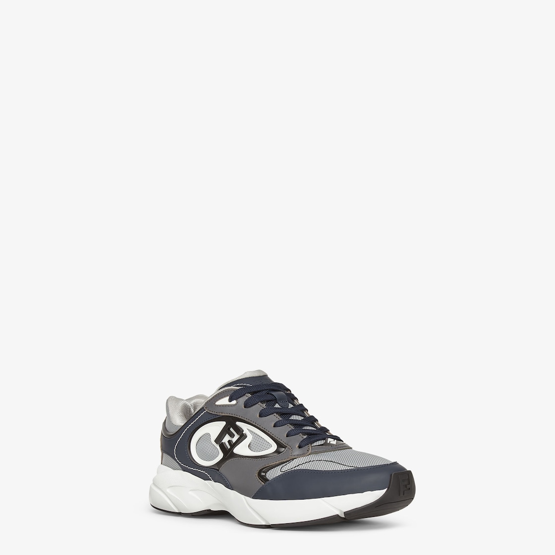 Fendi Forward sneakers Grey mesh and blue leather low-tops Grey - Image 3/6