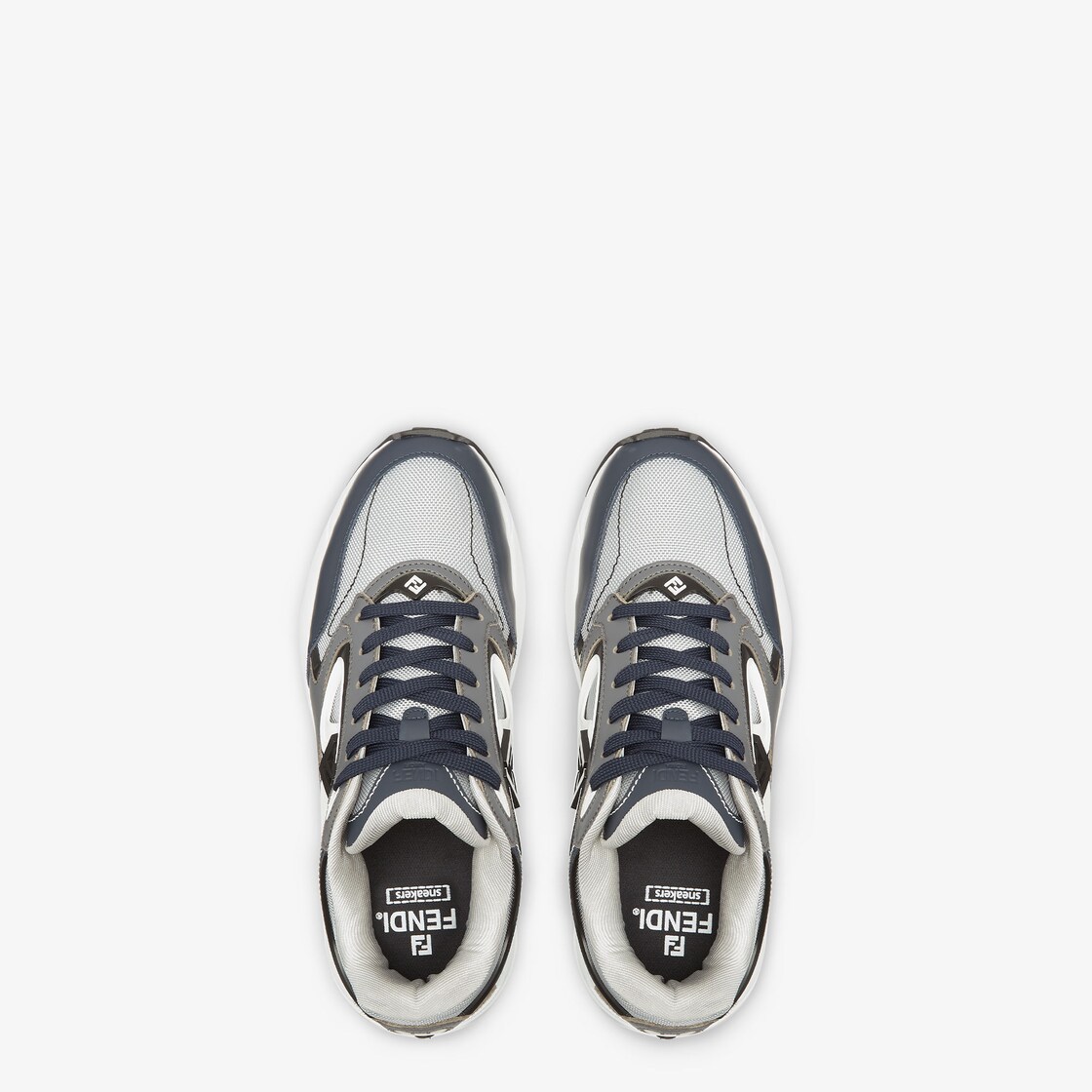 Fendi Forward sneakers Grey mesh and blue leather low-tops Grey - Image 5/6