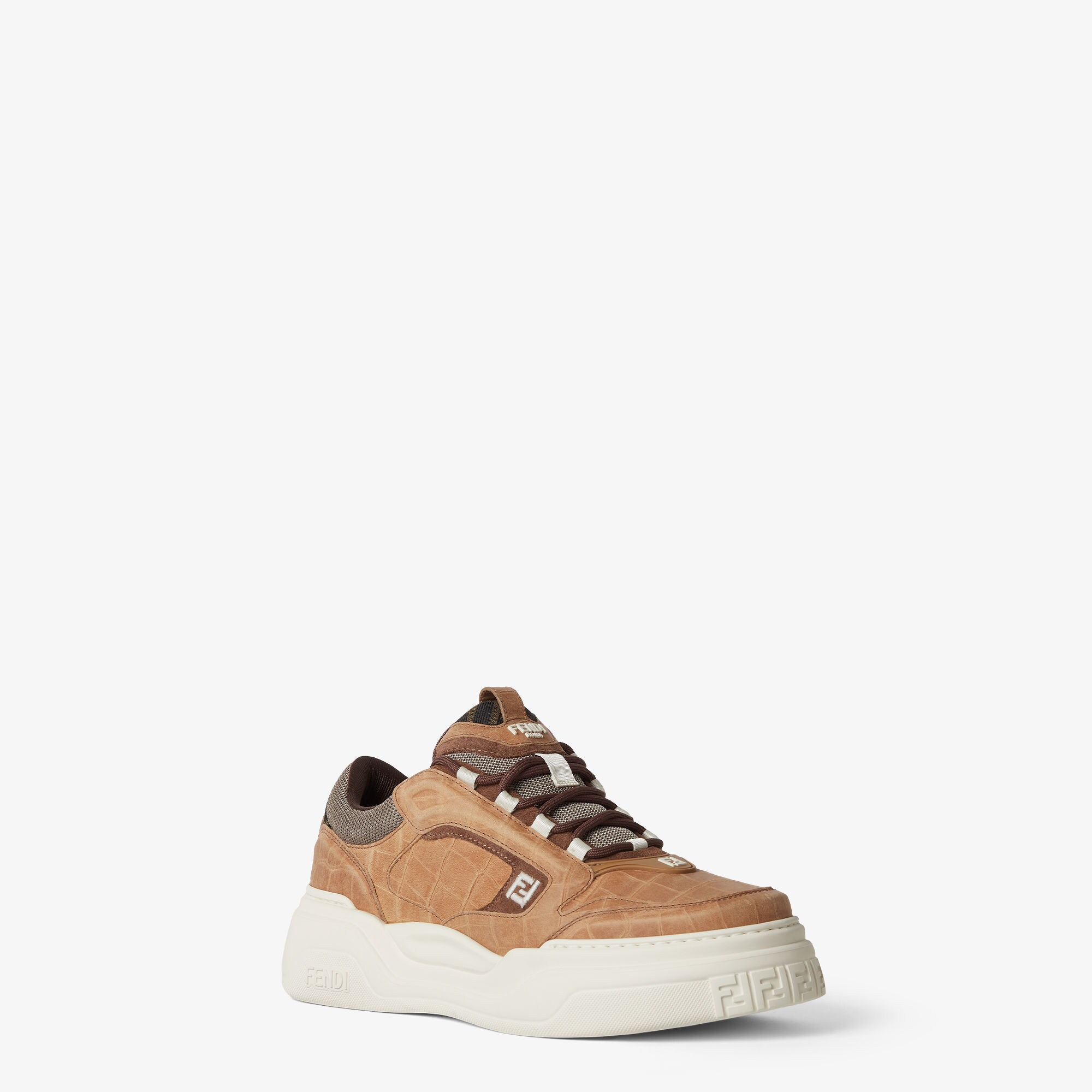 【美品】FENDI フェンディ フォース ブラウン レザーシューズ フェンディ フォース ブラウン スニーカー フェンディ - メンズ