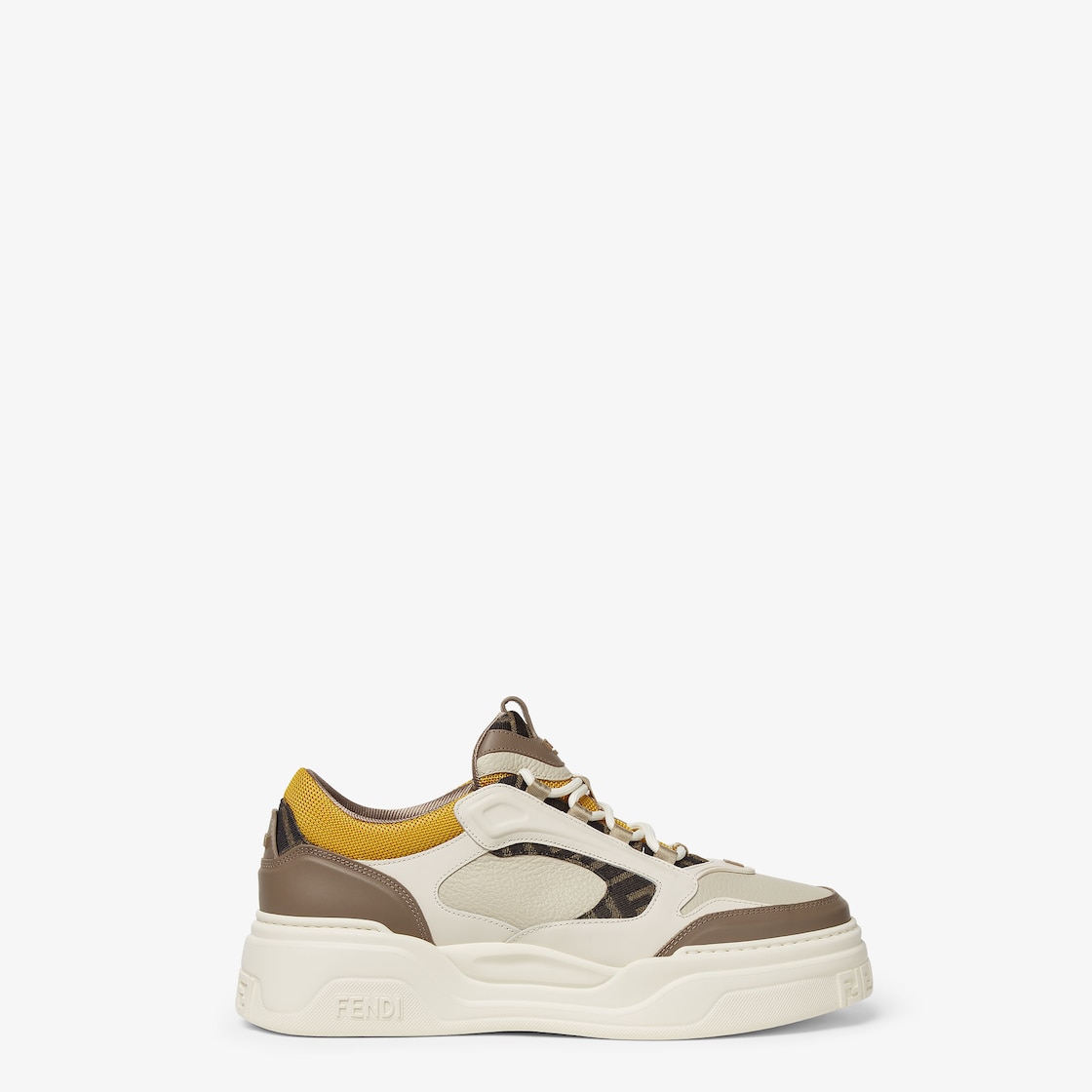 Fendi Force sneakers White, brown and yellow leather low-tops Brown - Image 1/6