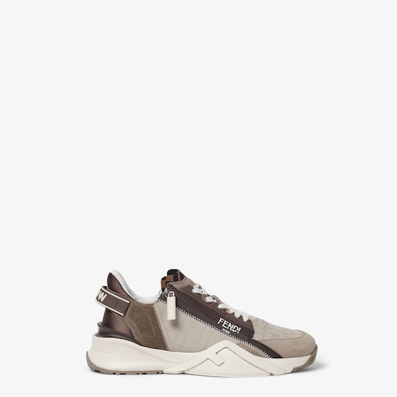 Fendi Flow Sneaker In Beige Nubuck In Brown