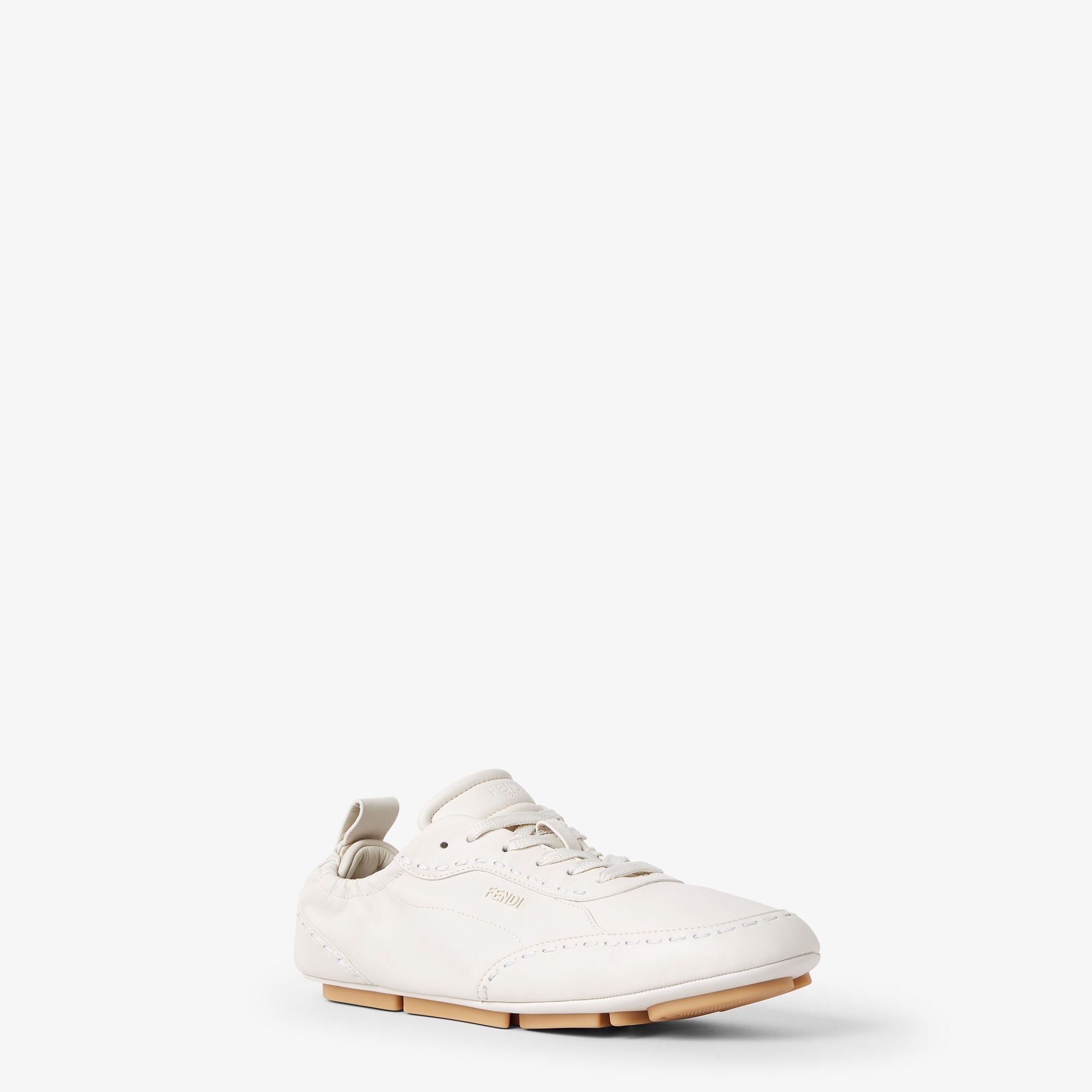 スニーカー FENDI WHITE LEATHER SNEAKERS Fendi - Logo-Embossed Rubber And Leather Sneakers - White Fendi
