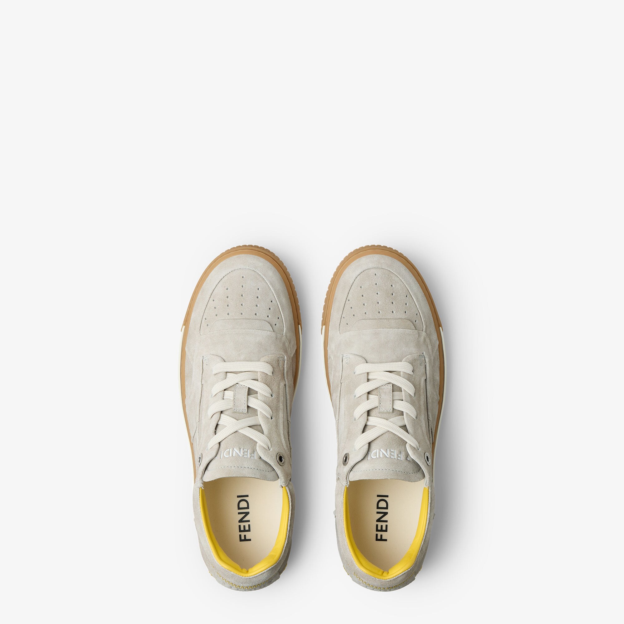 حذاء Fendi Fender الرياضي أحذية رياضية بارتفاع الكاحل من جلد سويد (suede) بلون رمادي فاتح 4