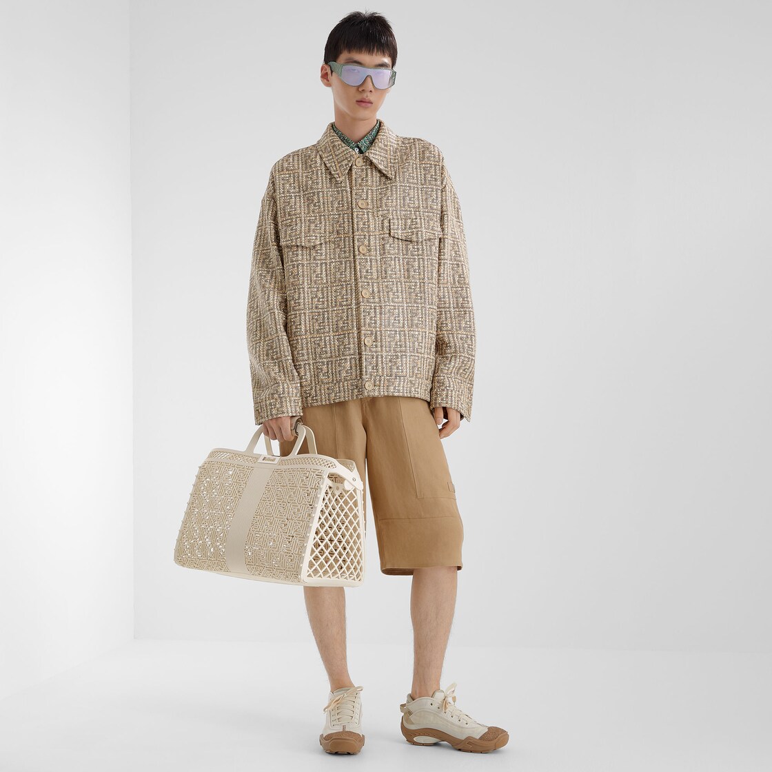 Blouson - Beige woven FF fabric jacket | Fendi